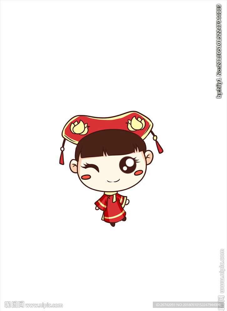 中国风女娃娃原创卡通Q版