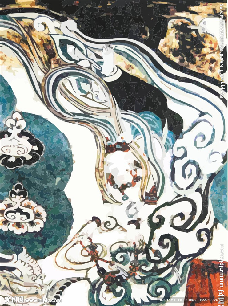 唐代敦煌藻井防敦煌壁画艺术矢量