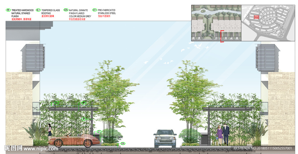 小区园林绿化立面图