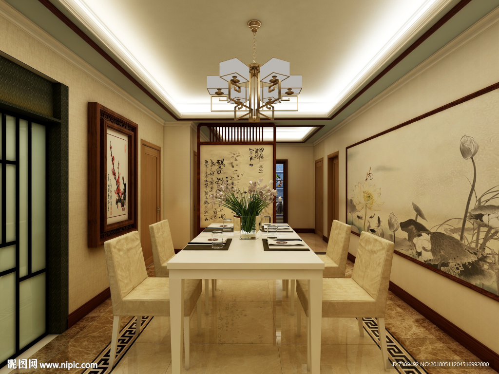 新中式客餐厅装修效果图