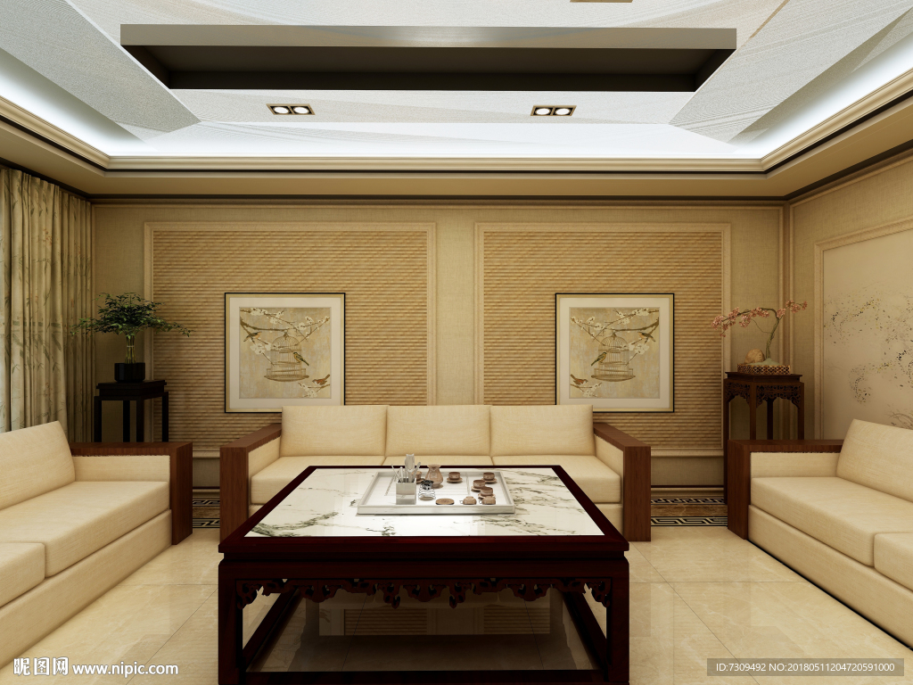 中式家居客厅装修效果图