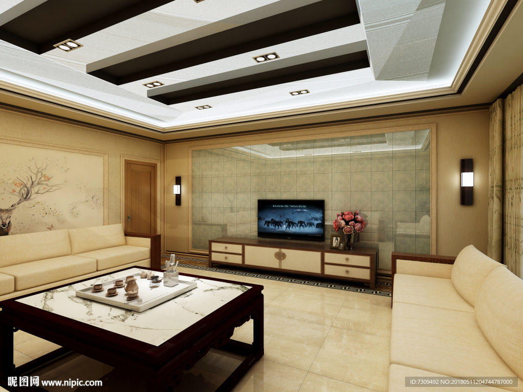 新中式室内客厅装修效果图