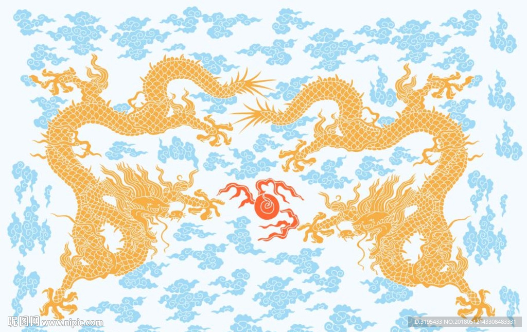 双龙戏珠 祥云图案