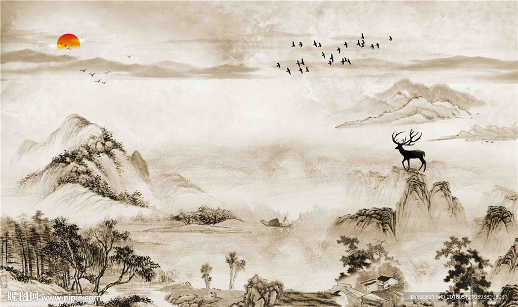 国画背景墙