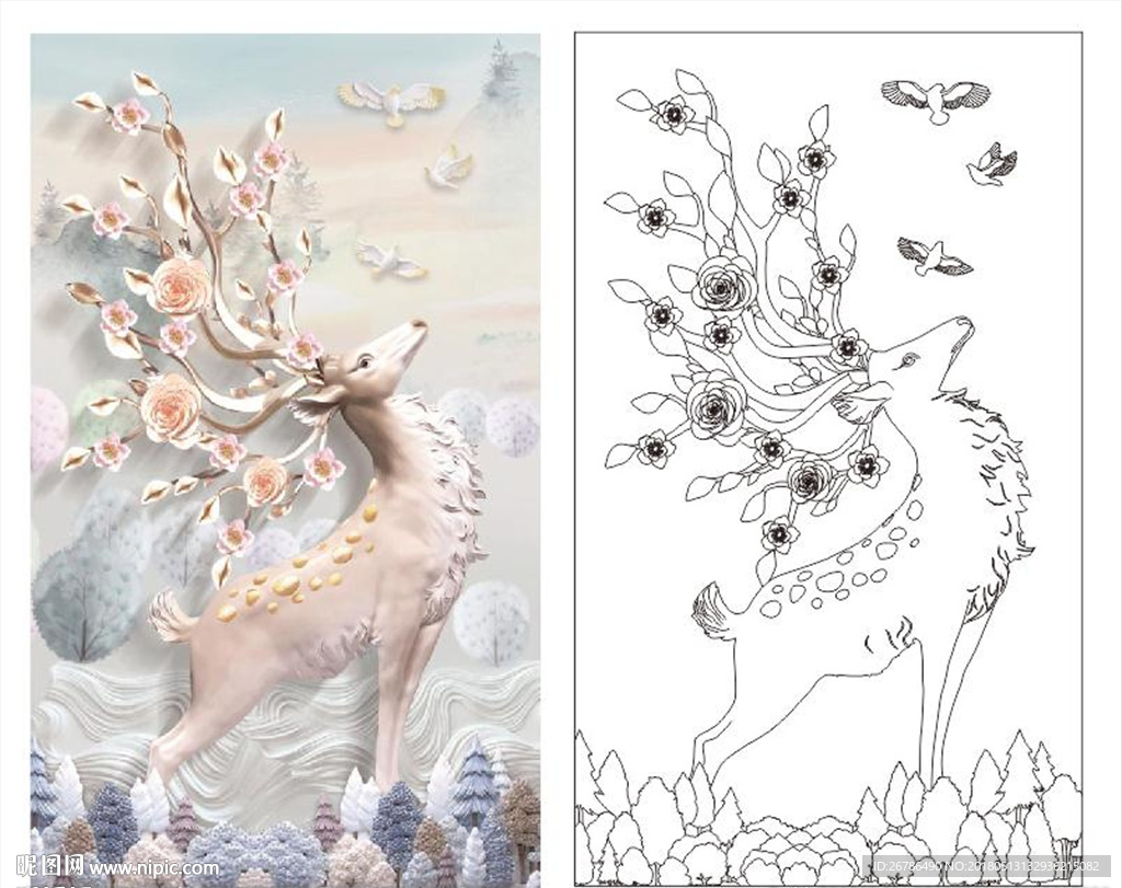 3D 梅花鹿
