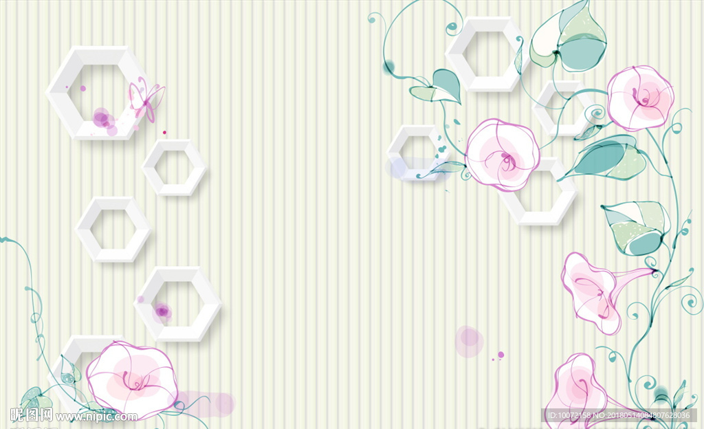 3D背景简约花卉