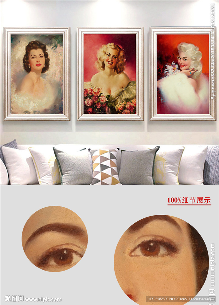 欧式复古油画美女装饰画