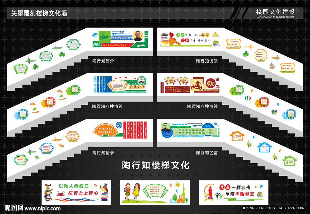 陶行知教育楼梯文化墙