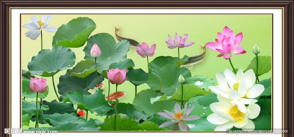 荷花壁画