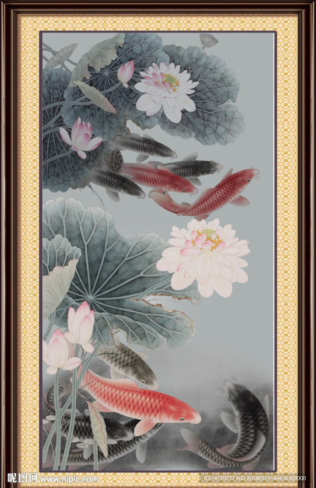 荷花鲤鱼图