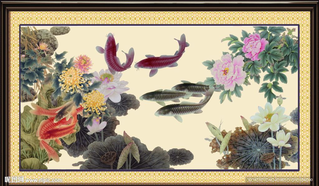 荷花鲤鱼图
