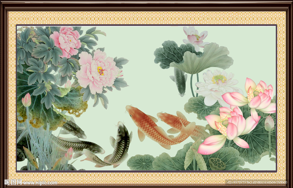 荷花壁画