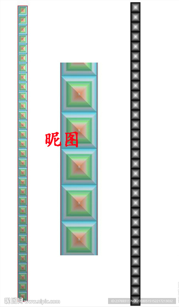 长条方块洋花木线精雕图浮雕