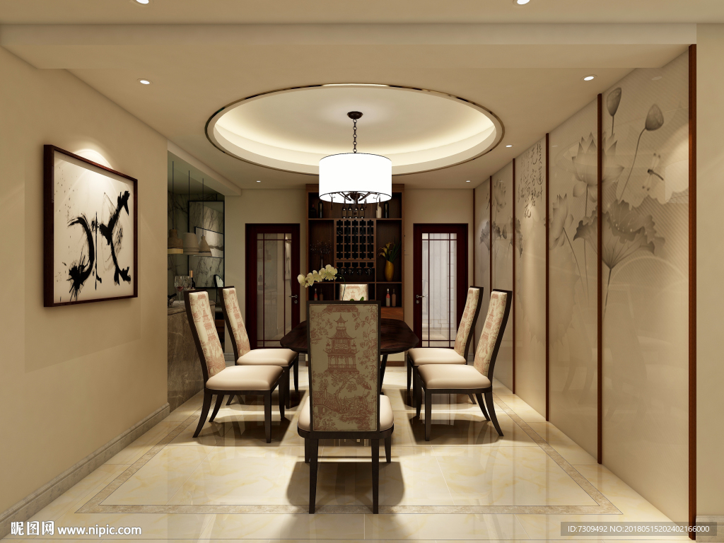 新中式家居装修餐厅效果图