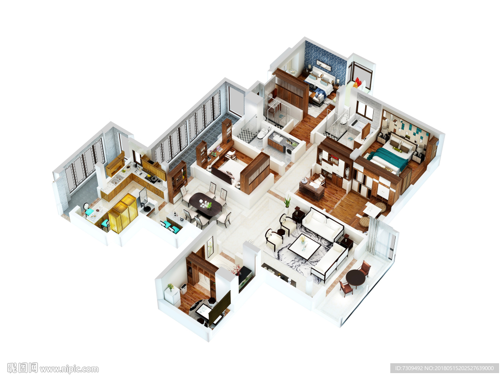 新中式家居装修户型效果图