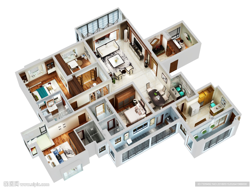 新中式装修户型效果图