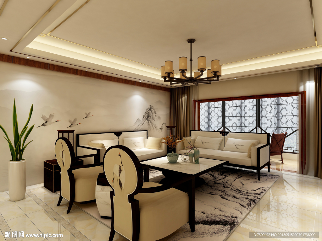 新中式家居装修客厅效果图