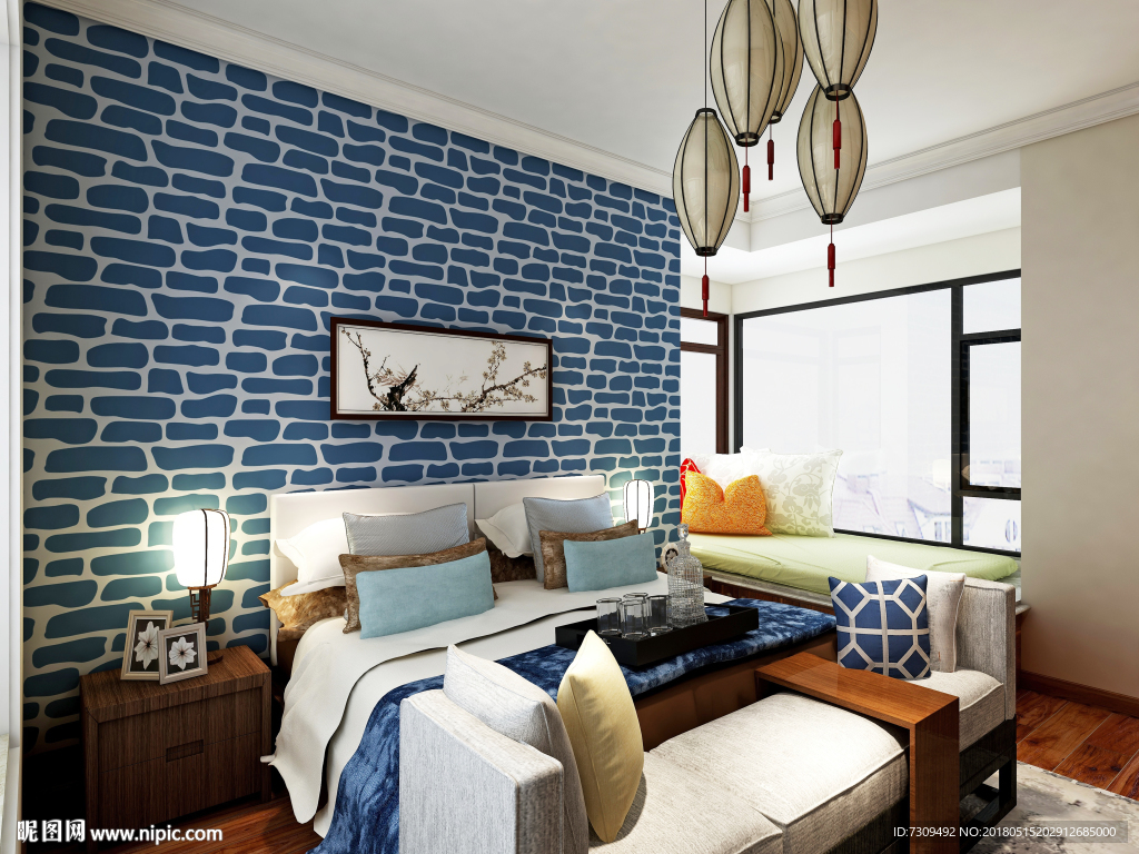 新中式家居次卧装修效果图