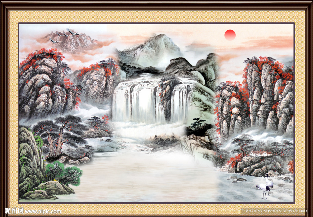 山水国画 旭日东升