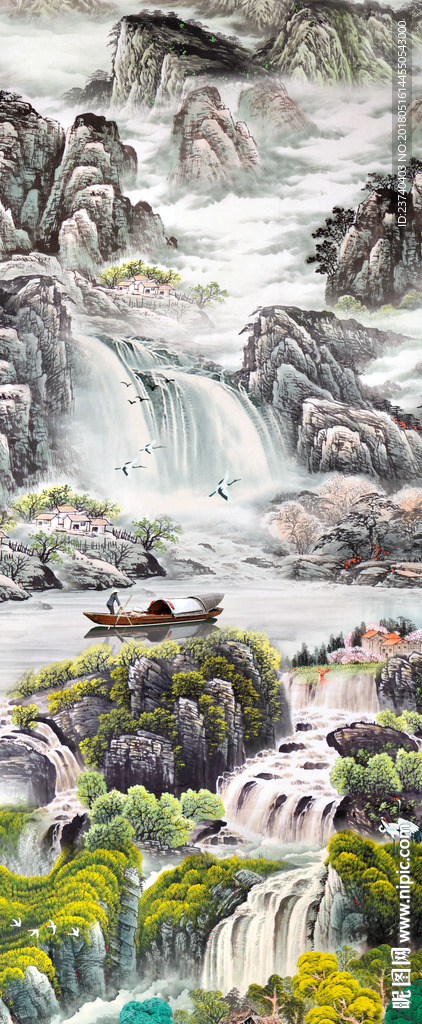 山水国画玄关