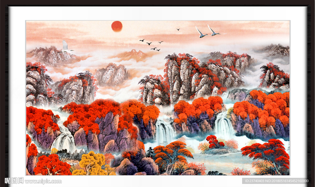 山水国画 旭日东升