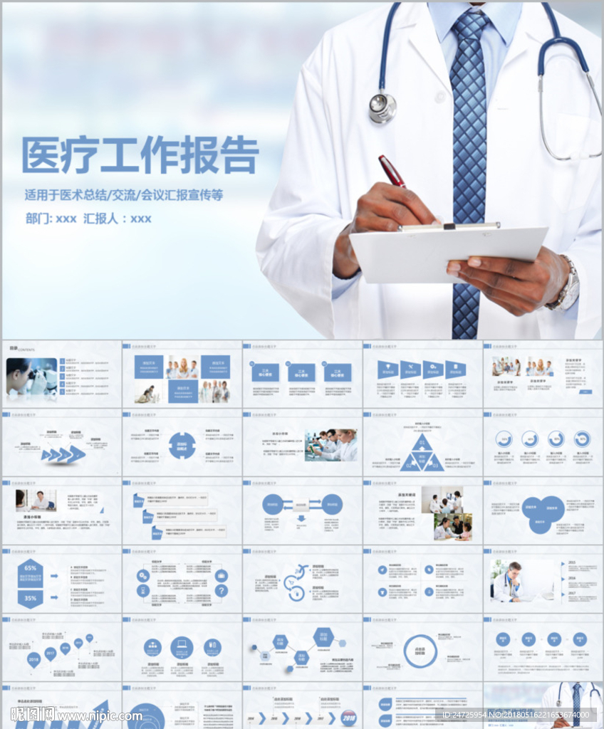 医生医疗护士工作汇报PPT