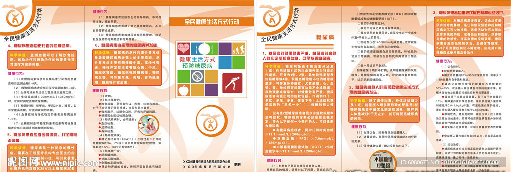 全民健康生活方式三折页预防糖尿