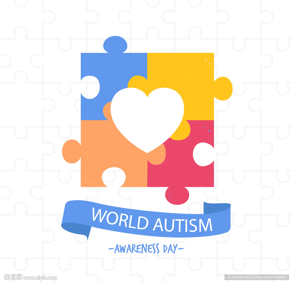 国际儿童自闭症插画设计AI矢量