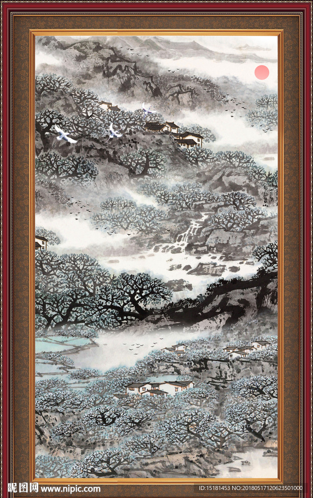 国画风景竖幅