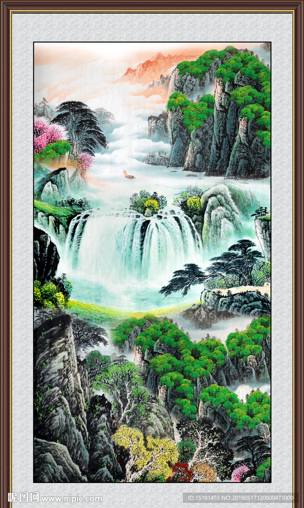 国画山水竖幅