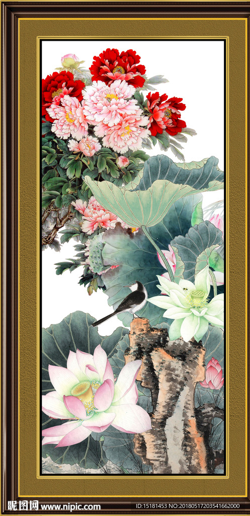 荷花国画