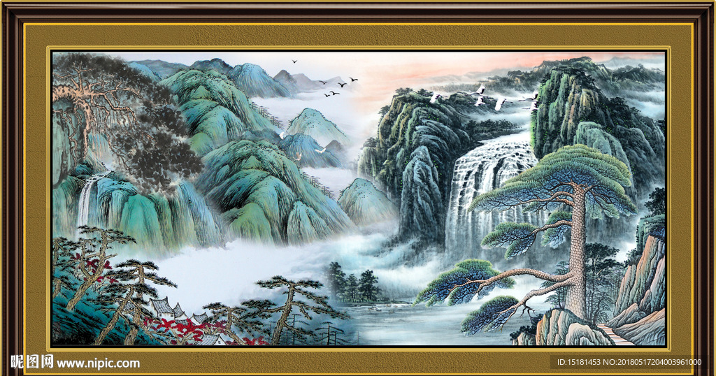 国画迎客松