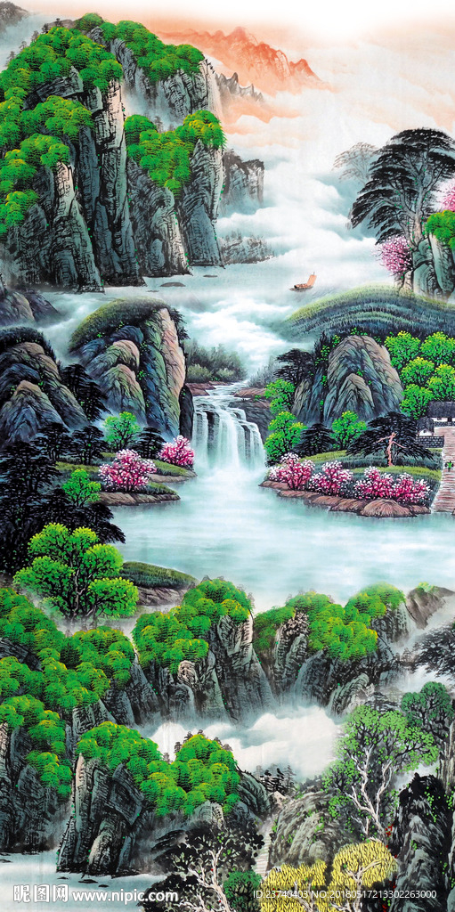 山水国画玄关