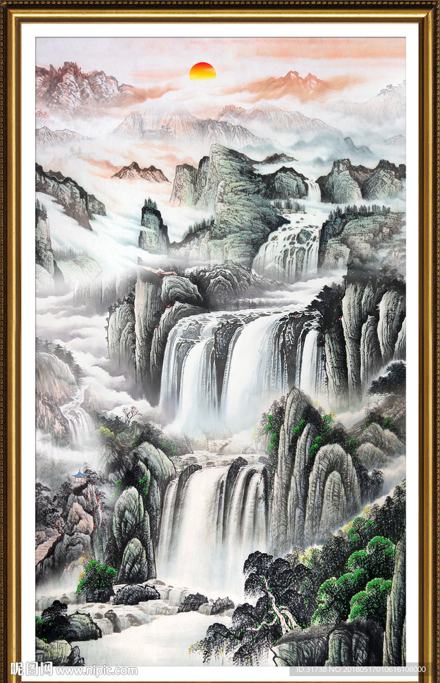 竖幅山水画