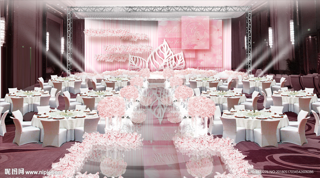 浪漫粉色婚礼仪式区