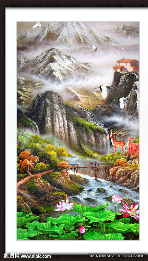 竖幅油画风景