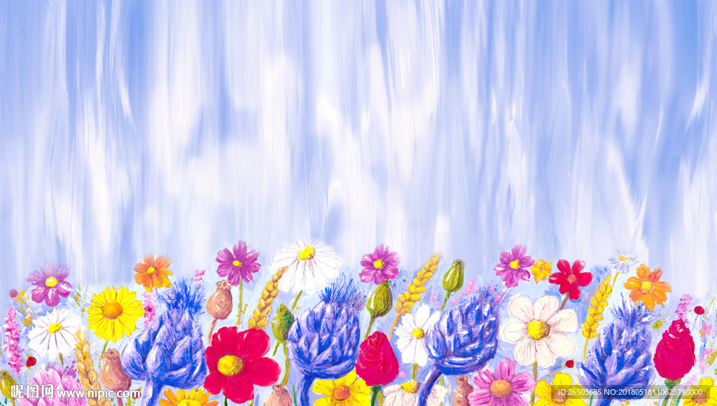 油画花卉艺术背景墙