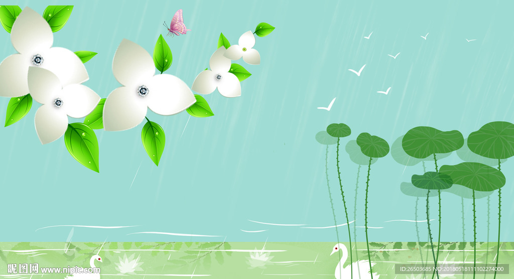 绿色清新背景墙