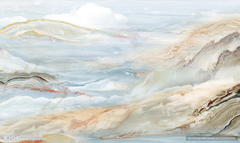 个性线条冷色云层大理石壁画背景