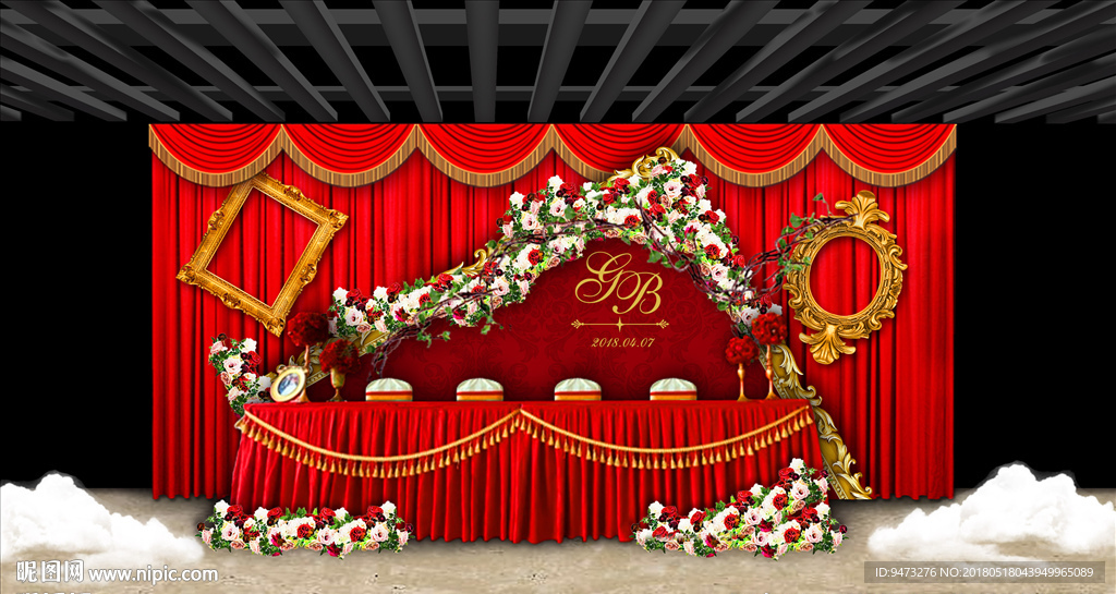 红金色欧式签到区