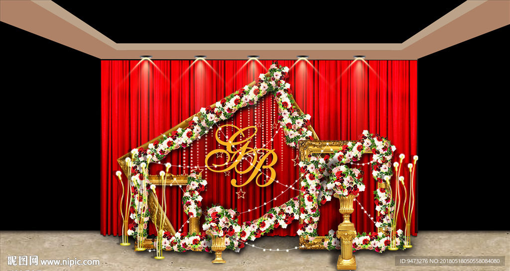 红金色婚礼迎宾区