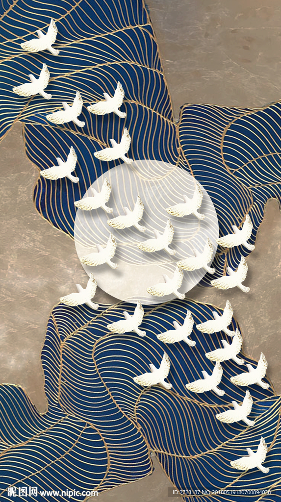 个性玄关壁画 艺术造型线条背景