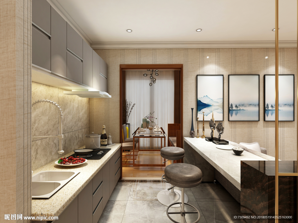 小户型开放式厨房装修效果图