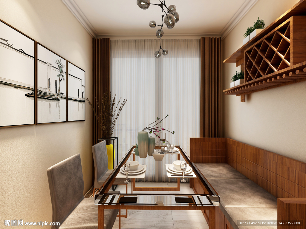 新中式小户型餐厅装修效果图