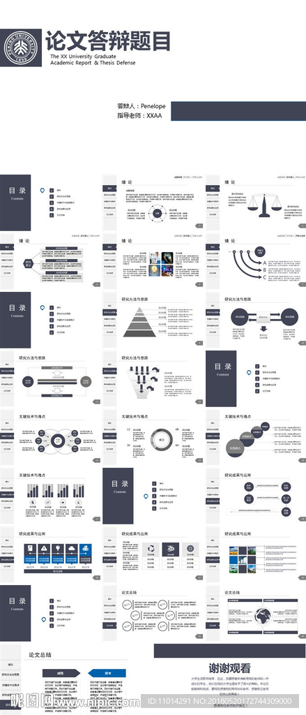 简约学术报告毕业论文PPT模板