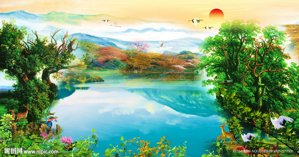 风景画设计图__广告设计_广告设计_设计图库_昵图网nipic.com