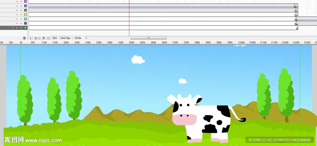 奶牛在草原农田走过的动画20秒