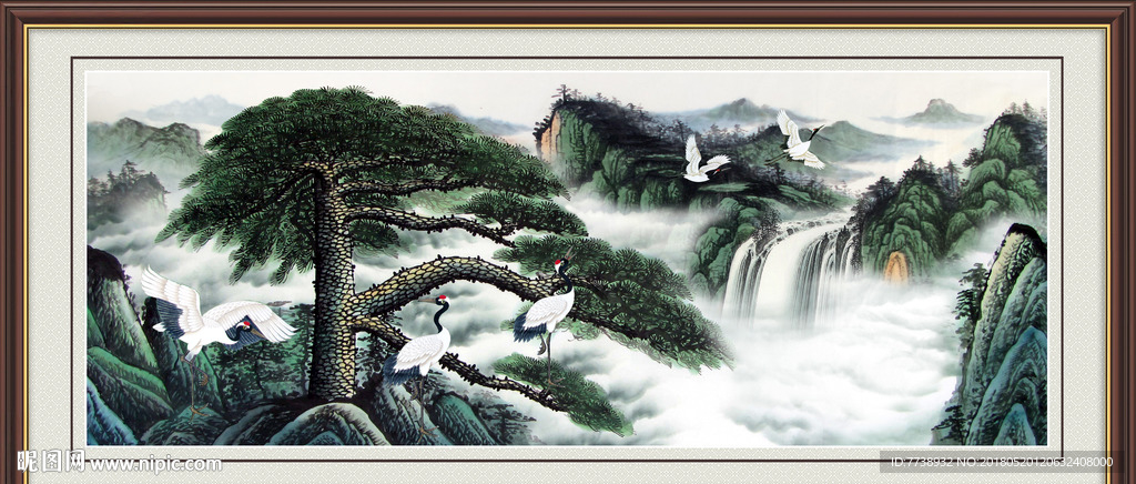 国画 迎客松