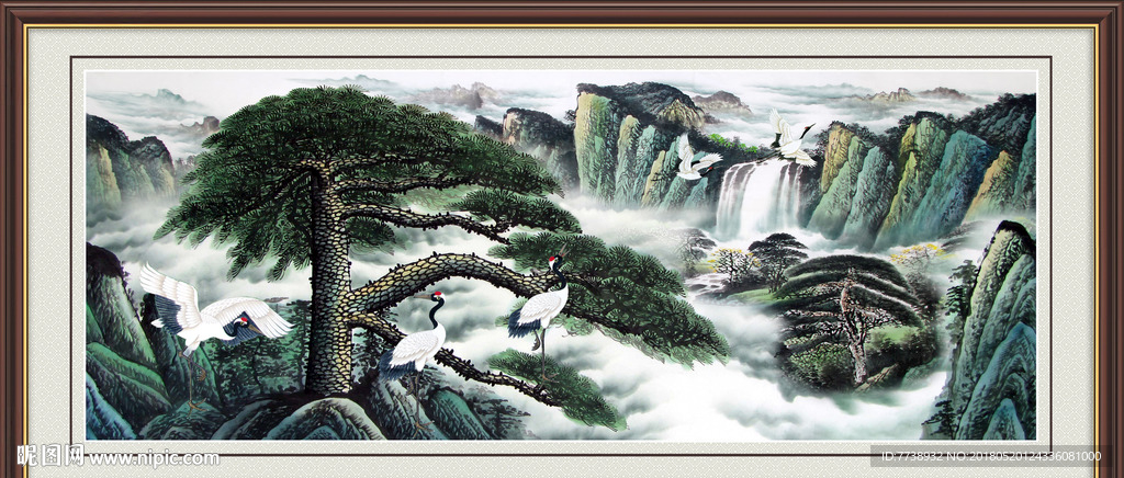 国画 迎客松