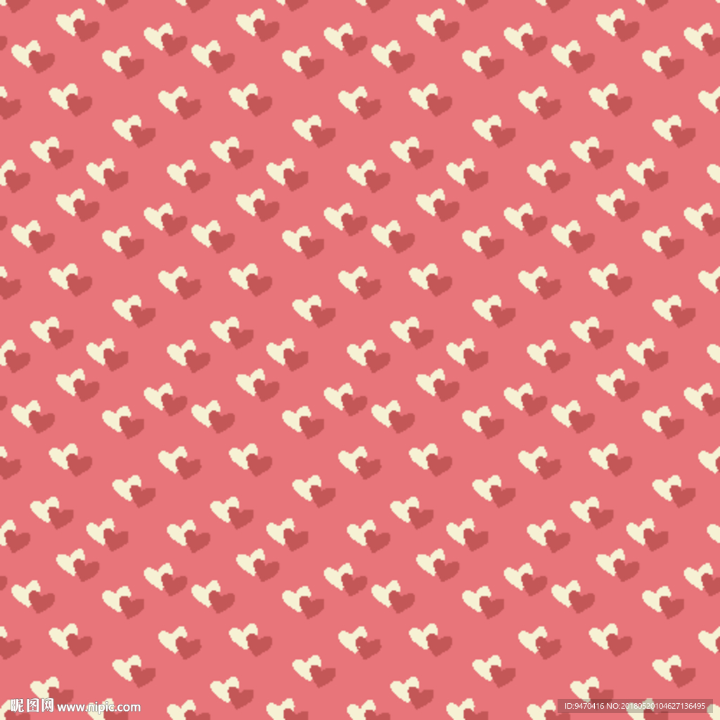 红色虾粉色爱心无限背景矢量图